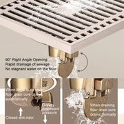 All Copper Brushed Anti-Odor Floor Drain Gravity Copper Core Bathroom Floor Drain, Specification: Square Invisible