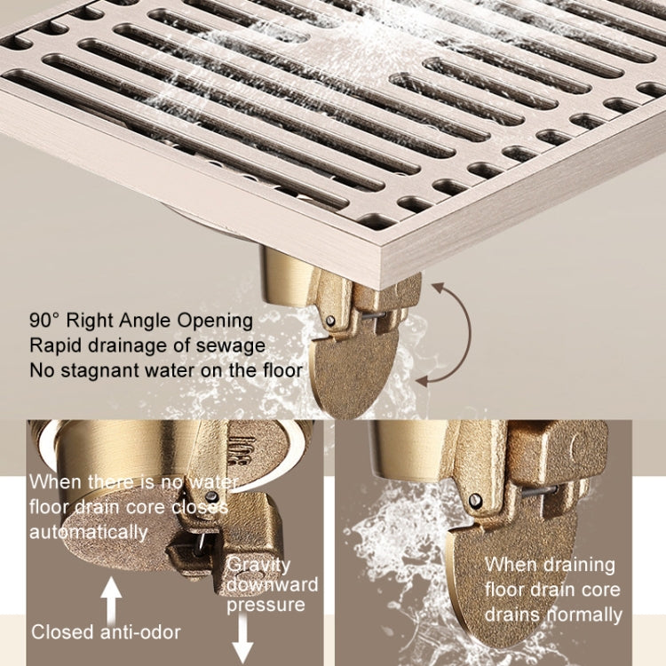 All Copper Brushed Anti-Odor Floor Drain Gravity Copper Core Bathroom Floor Drain, Specification: Sealed for Washing Machine
