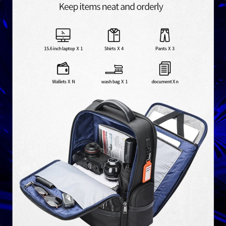 Bopai 61-121601 Large Capacity Water-resistant Business Laptop Backpack With USB+Type-C Port(Black)