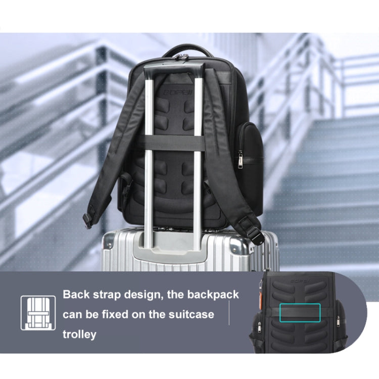 Bopai 61-121601 Large Capacity Water-resistant Business Laptop Backpack With USB+Type-C Port(Black)
