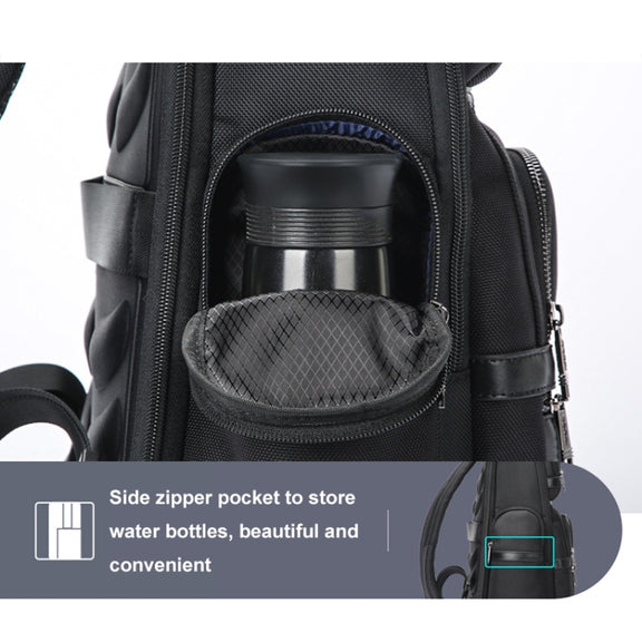 Bopai 61-121601 Large Capacity Water-resistant Business Laptop Backpack With USB+Type-C Port(Black)