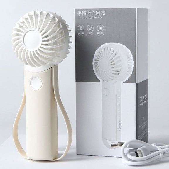 Portable Handheld Quiet Fan Silicone Hanging Neck Small Electrical Fan(Beige)