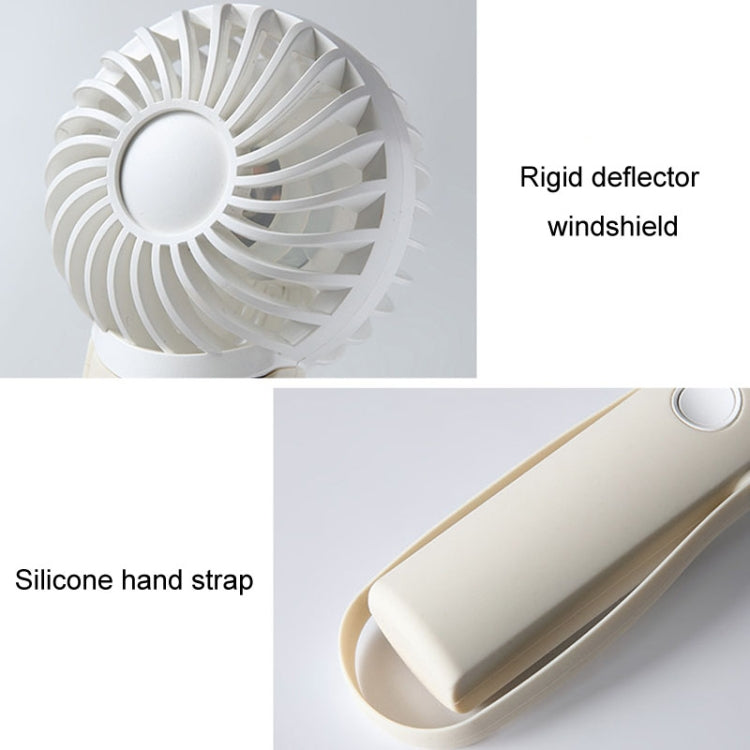 Portable Handheld Quiet Fan Silicone Hanging Neck Small Electrical Fan(Beige)