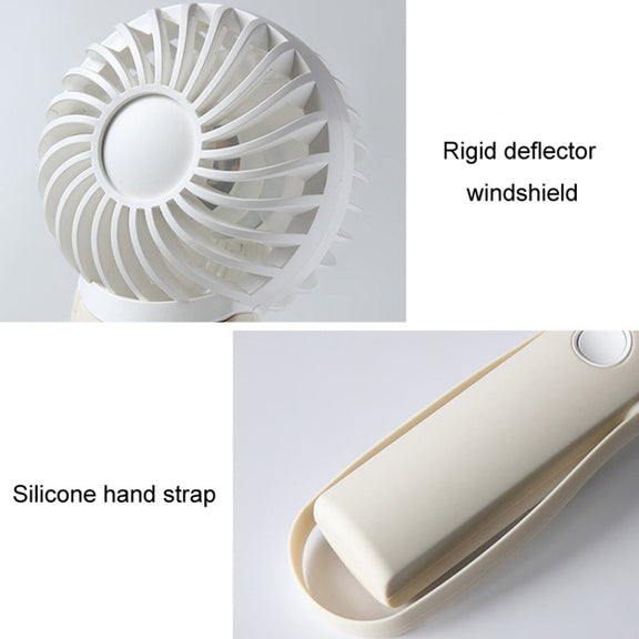 Portable Handheld Quiet Fan Silicone Hanging Neck Small Electrical Fan(Beige)