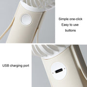 Portable Handheld Quiet Fan Silicone Hanging Neck Small Electrical Fan(Beige)