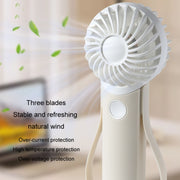 Portable Handheld Quiet Fan Silicone Hanging Neck Small Electrical Fan(Beige)