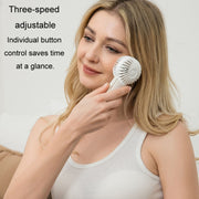 Portable Handheld Quiet Fan Silicone Hanging Neck Small Electrical Fan(Beige)
