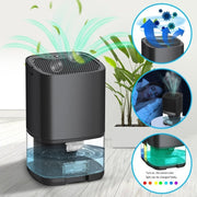 1L 36W Air Dehumidifier for Home Damp Drying Clothes with 7 colors Light EU Plug(Black)