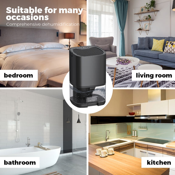 1L 36W Air Dehumidifier for Home Damp Drying Clothes with 7 colors Light EU Plug(White)