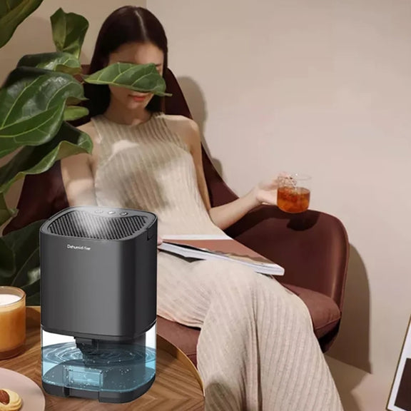 1L 36W Air Dehumidifier for Home Damp Drying Clothes with 7 colors Light US Plug(Black)