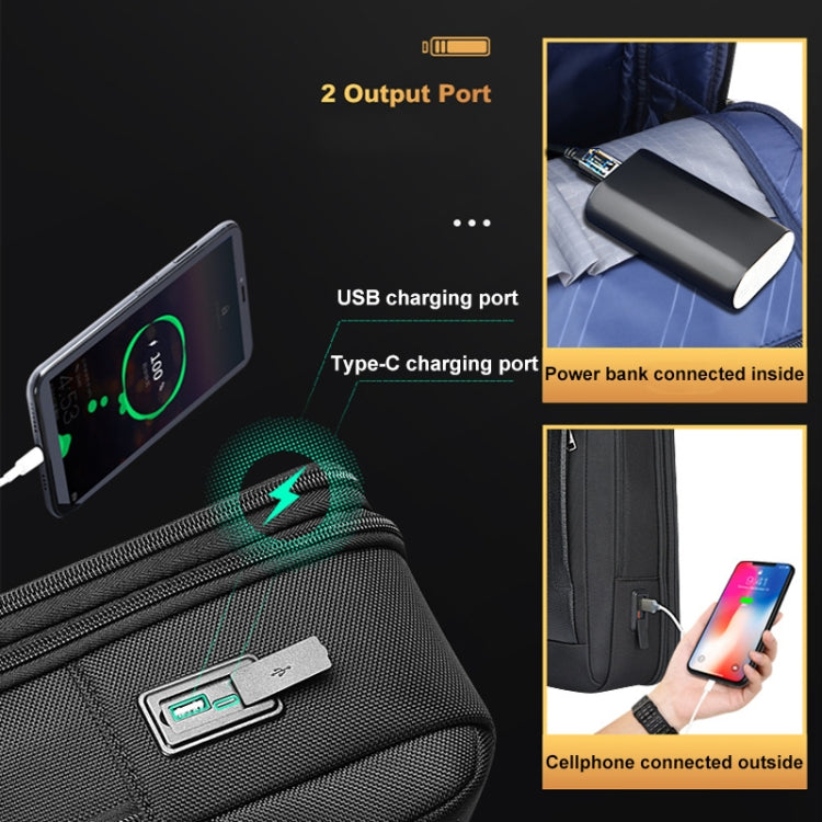 Bopai AL-61-122631B Large Capacity Cowhide Laptop Backpack With USB+Type-C Port(High-end Version)