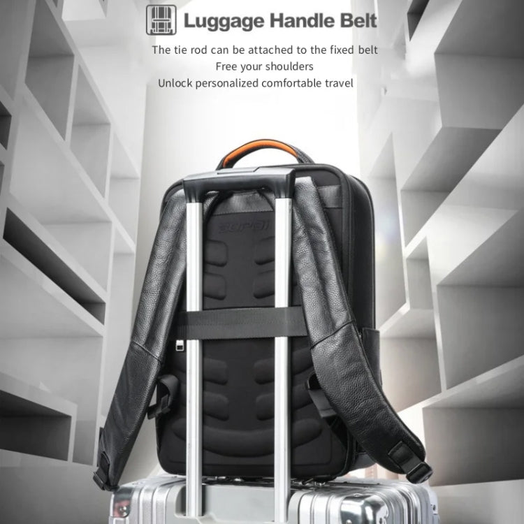 Bopai AL-61-122631B Large Capacity Cowhide Laptop Backpack With USB+Type-C Port(High-end Version)