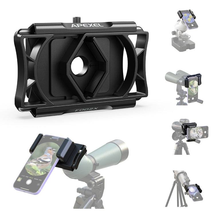 APEXEL F002X Universal Phone Adapter for Monoculars Binoculars Smartphone Holder Clip(Black)