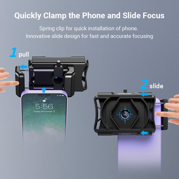 APEXEL F002X Universal Phone Adapter for Monoculars Binoculars Smartphone Holder Clip(Black)