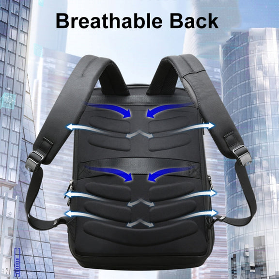 Bopai 61-26111 Large Capacity Business Commuter Laptop Backpack With USB+Type-C Port(Black)