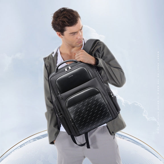 Bopai 61-91911 Large Capacity Business Water-resistant Laptop Backpack With USB+Type-C Port(Black)