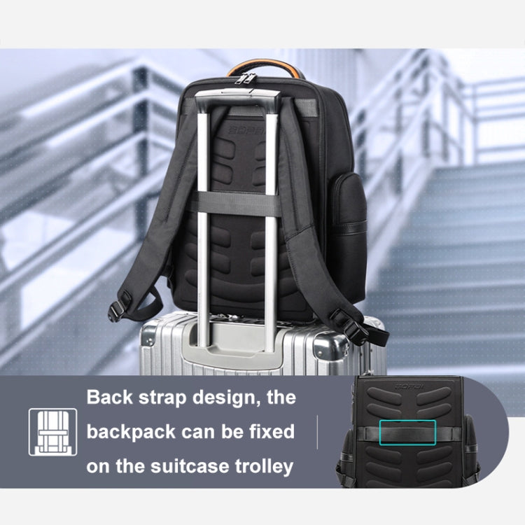 Bopai 61-91911 Large Capacity Business Water-resistant Laptop Backpack With USB+Type-C Port(Black)