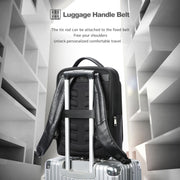 Bopai 61-120761 Large-capacity First-layer Cowhide Business Laptop Backpack With USB+Type-C Port(Black)