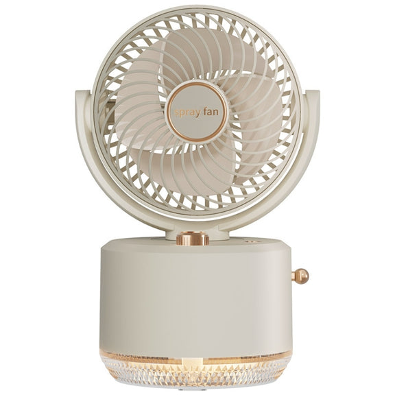 USB Charging Cooler Air Conditioning Fan Desktop Cooling Fan Swing Humidifier(Beige)