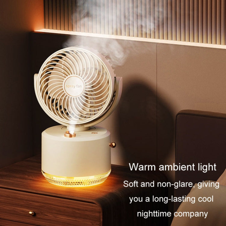 USB Charging Cooler Air Conditioning Fan Desktop Cooling Fan Swing Humidifier(Beige)