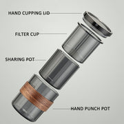 3 In 1 Pour Over Coffee Maker with Filter Cup for Camping Travel Office With Bag Brown