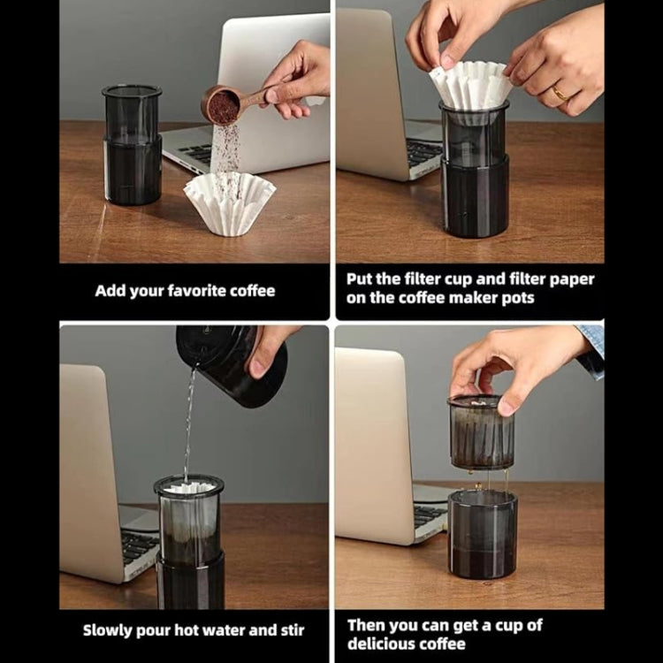 3 In 1 Pour Over Coffee Maker with Filter Cup for Camping Travel Office Gradient Black
