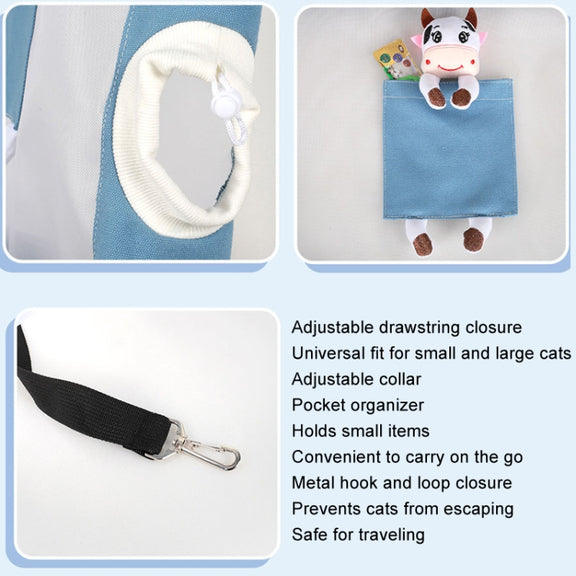 Handheld Large Capacity Breathable Exposed Canvas Cat Bag Outdoor Portable Pet Bag(Blue)