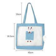 Handheld Large Capacity Breathable Exposed Canvas Cat Bag Outdoor Portable Pet Bag(Green)