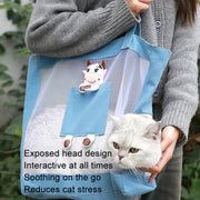 Handheld Large Capacity Breathable Exposed Canvas Cat Bag Outdoor Portable Pet Bag(Blue)