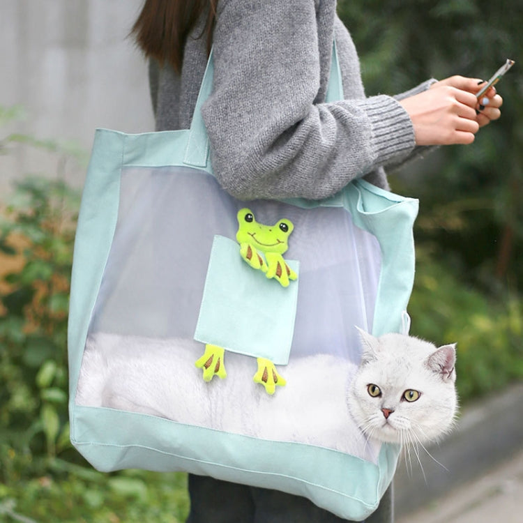 Handheld Large Capacity Breathable Exposed Canvas Cat Bag Outdoor Portable Pet Bag(Green)