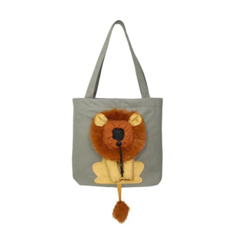 Canvas Expandable Little Lion Shape Cat Bag Small Dog Handbag, Size: Small (Dark Gray)