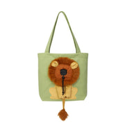 Canvas Expandable Little Lion Shape Cat Bag Small Dog Handbag, Size: Small (Light Green)