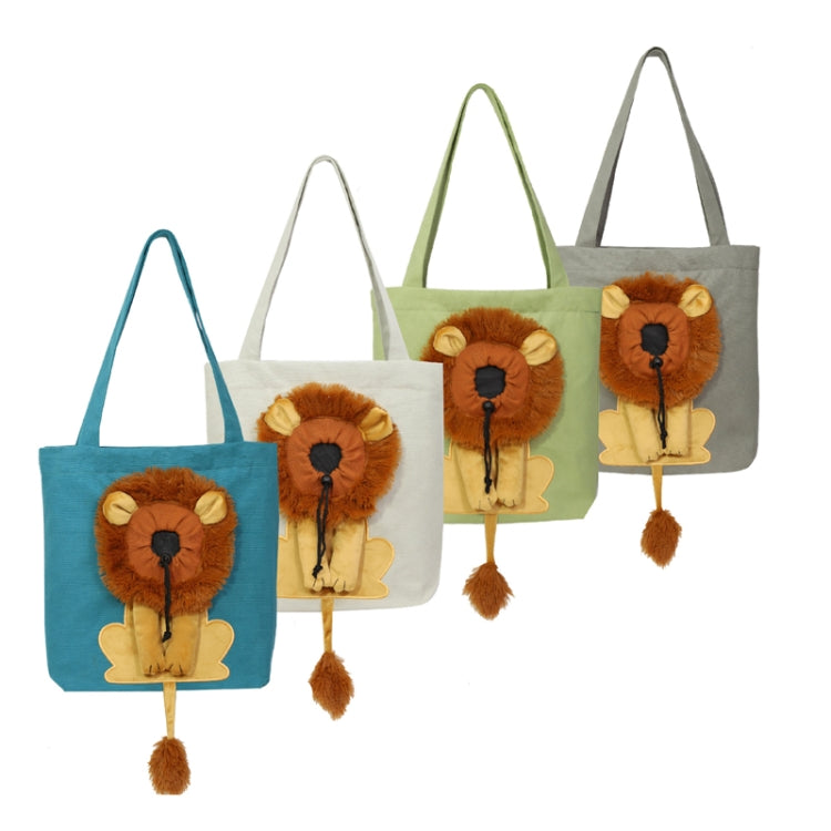 Canvas Expandable Little Lion Shape Cat Bag Small Dog Handbag, Size: Small (Dark Gray)