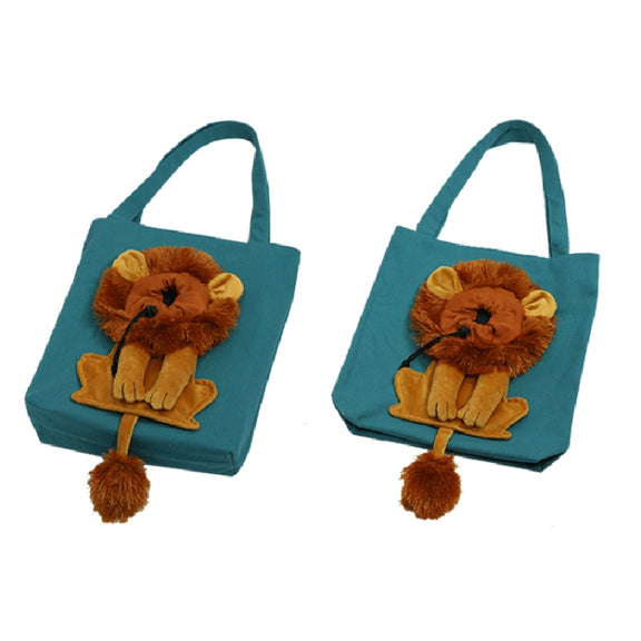 Canvas Expandable Little Lion Shape Cat Bag Small Dog Handbag, Size: Small (Light Green)