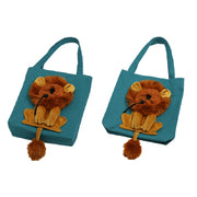 Canvas Expandable Little Lion Shape Cat Bag Small Dog Handbag, Size: Large (Lake Blue)