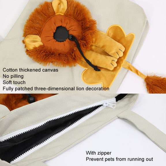 Canvas Expandable Little Lion Shape Cat Bag Small Dog Handbag, Size: Small (Light Green)