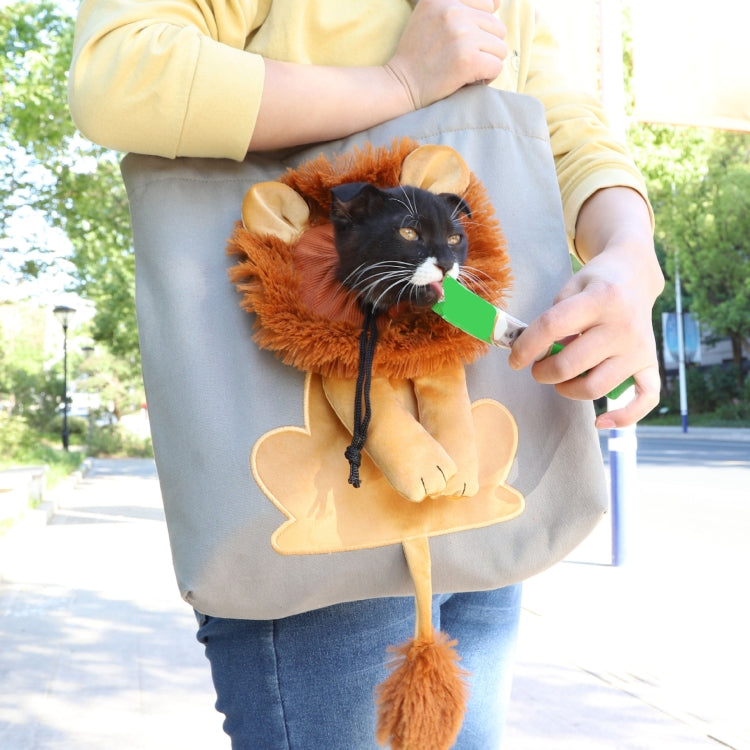 Canvas Expandable Little Lion Shape Cat Bag Small Dog Handbag, Size: Small (Light Green)