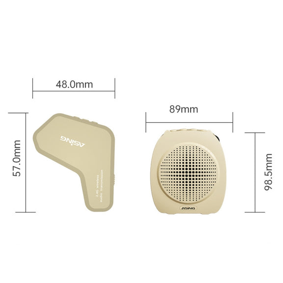 ASiNG S16  2.4G Wireless Voice Amplifier with Headset Microphone for Teachers Tour Guides With Strap Chain