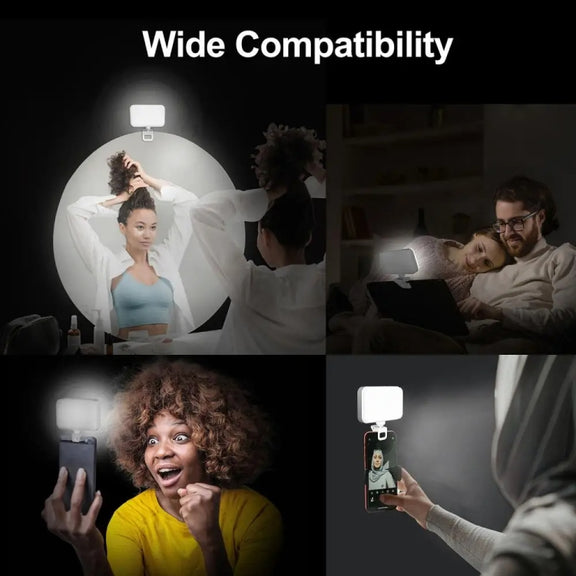 66 LEDs Selfie Fill Light Rechargeable 3 Modes Clip-on Pocket Light For Phone, Laptop, Tablet Meeting(White)