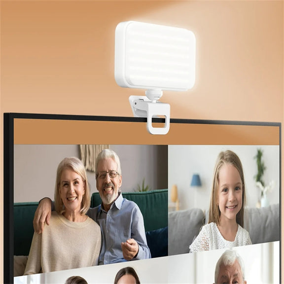 66 LEDs Selfie Fill Light Rechargeable 3 Modes Clip-on Pocket Light For Phone, Laptop, Tablet Meeting(White)
