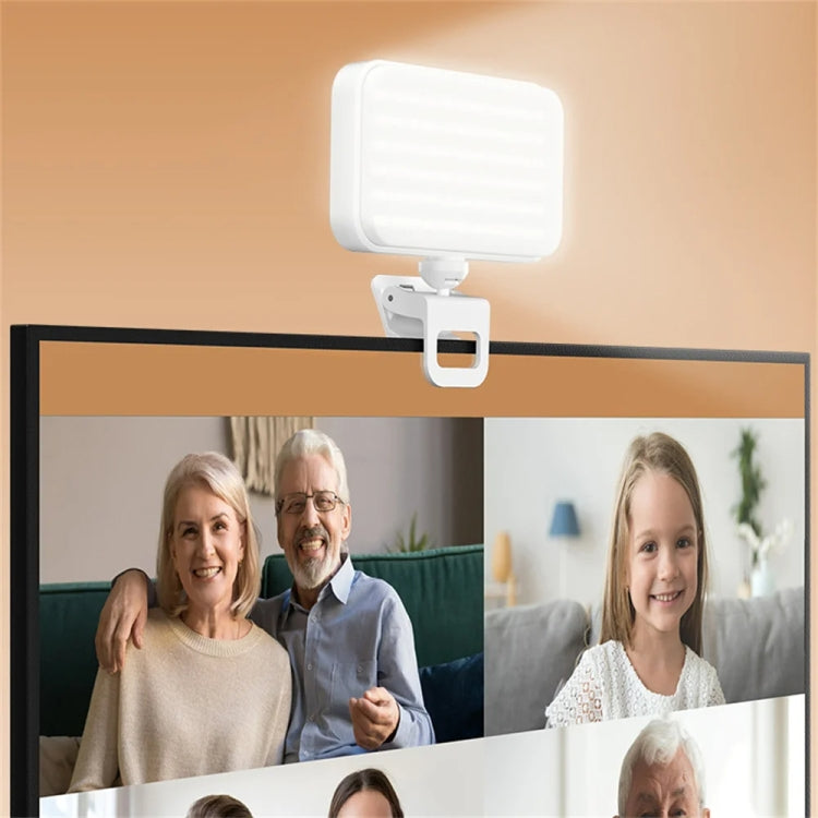 66 LEDs Selfie Fill Light Rechargeable 3 Modes Clip-on Pocket Light For Phone, Laptop, Tablet Meeting(White)