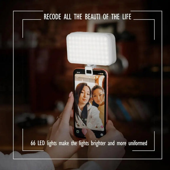 66 LEDs Selfie Fill Light Rechargeable 3 Modes Clip-on Pocket Light For Phone, Laptop, Tablet Meeting(White)