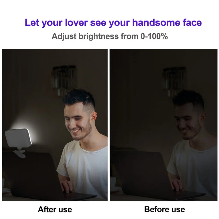 66 LEDs Selfie Fill Light Rechargeable 3 Modes Clip-on Pocket Light For Phone, Laptop, Tablet Meeting(White)