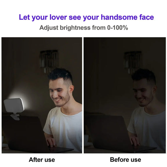 66 LEDs Selfie Fill Light Rechargeable 3 Modes Clip-on Pocket Light For Phone, Laptop, Tablet Meeting(White)