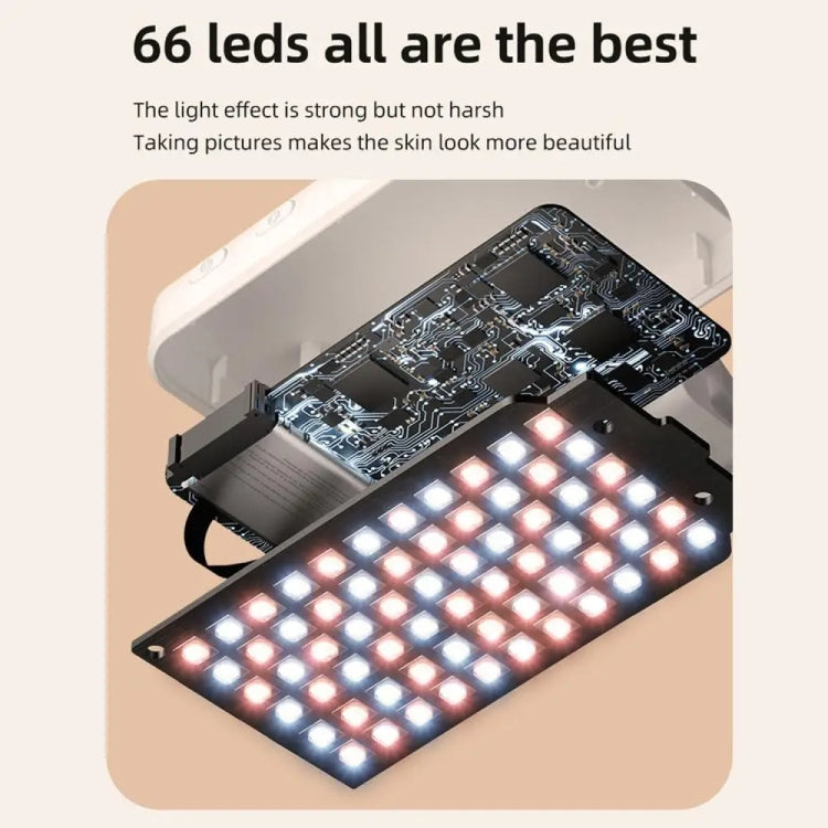 66 LEDs Selfie Fill Light Rechargeable 3 Modes Clip-on Pocket Light For Phone, Laptop, Tablet Meeting(White)