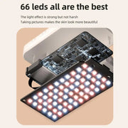 66 LEDs Selfie Fill Light Rechargeable 3 Modes Clip-on Pocket Light For Phone, Laptop, Tablet Meeting(White)