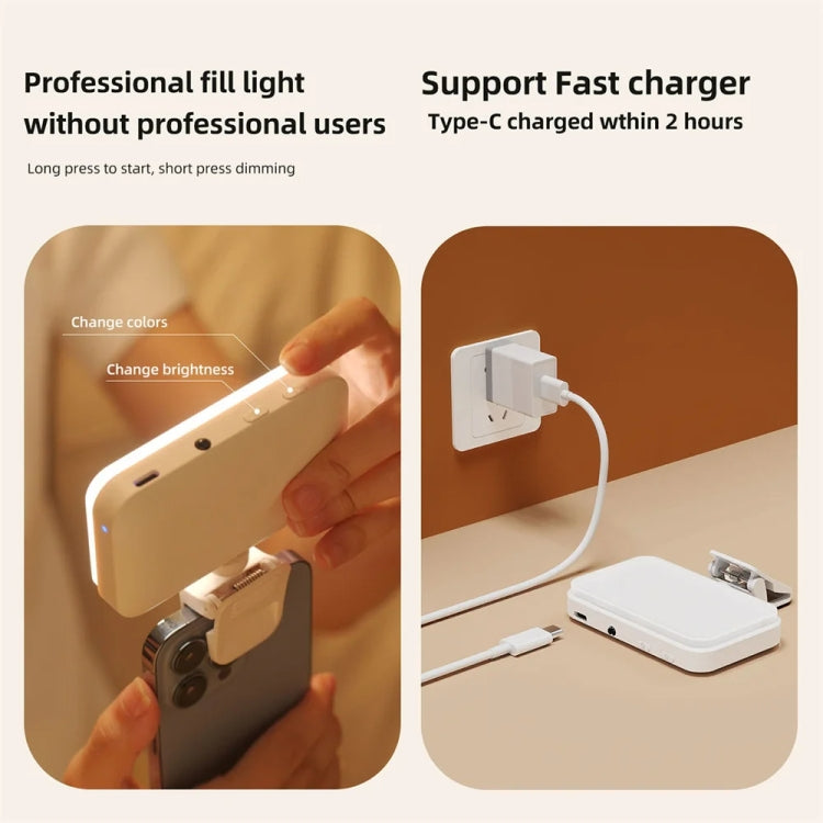 66 LEDs Selfie Fill Light Rechargeable 3 Modes Clip-on Pocket Light For Phone, Laptop, Tablet Meeting(White)