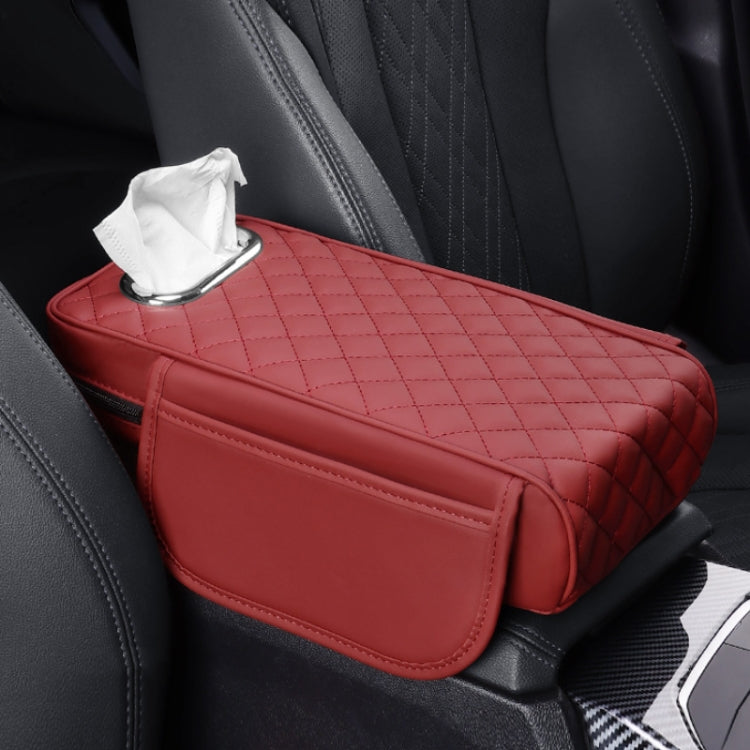 Car Armrest Box Booster Pad Widened Interior Tissue Box, Color: Volcanic Red