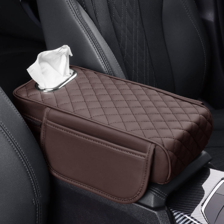Car Armrest Box Booster Pad Widened Interior Tissue Box, Color: Mocha Brown