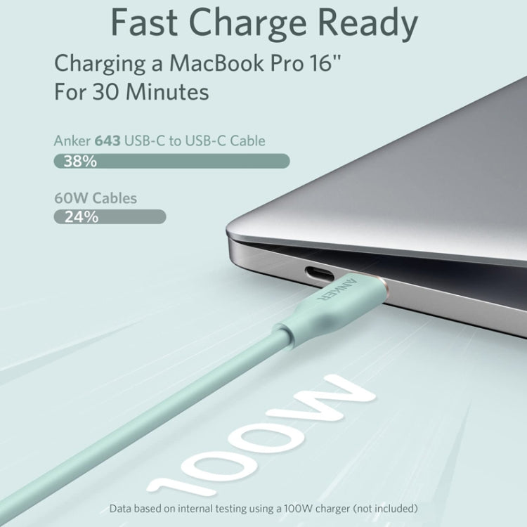ANKER A8553 Powerline III 1.8m Skin Friendly Dual Type-C Data Cable PD100W Fast Charging Cable(Black)